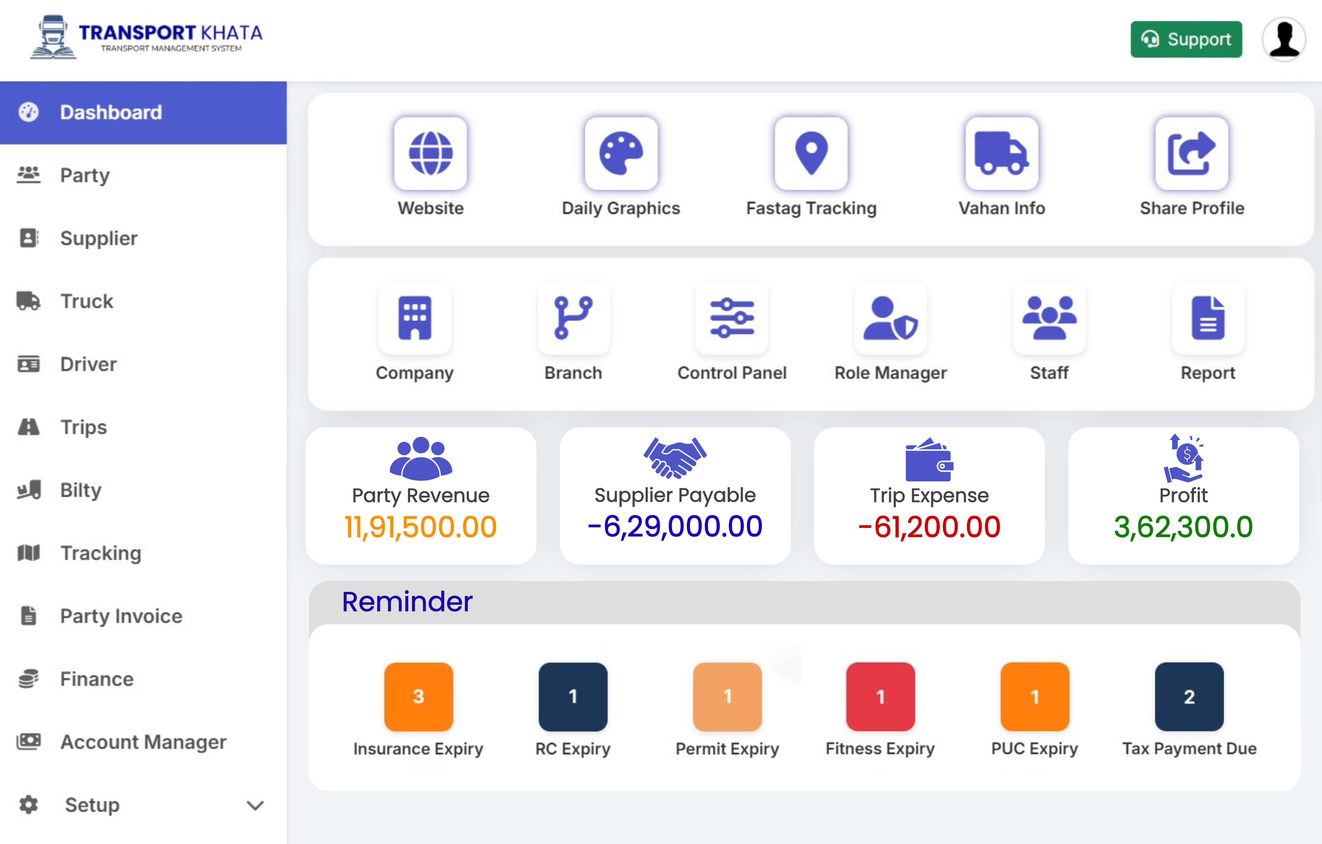 TransportKhata Dashboard